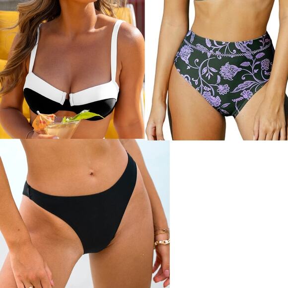 NWT Cupshe Two Piece Bikini - Holiday Underwire Top & High Waist Bottom Bundle M - Picture 2 of 6